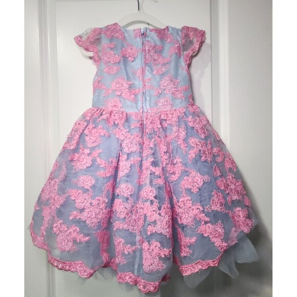 Embroidered Lace High/Low Romantic Tutu Couture Dress 3T Pink and Blue TC1960 - Picture 8 of 13